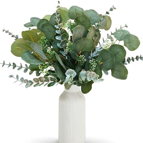 Image of Eucalyptus Stems in Vase, Eucalyptus Leaves, for Table Centerpiece Office Home Decor Shelf Desk Bathroom Farmhouse Room Kitchen