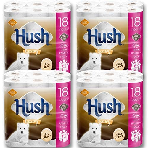 Image of 72 Rolls of Premium Hush 3-Ply Toilet Paper Roll Scented Shea Butter
