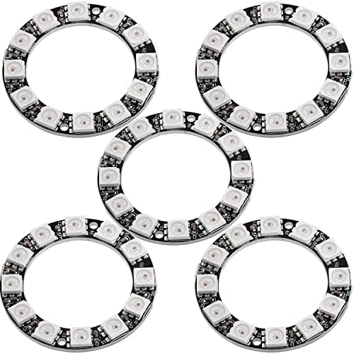 Image of AZDelivery 5 x LED Ring 12 Bit RGB 38mm WS2812 5050 5V Development Board compatible with Arduino including eBook