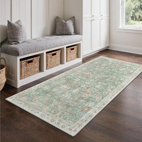 Image of GENIMO Rug Living Room 80x150cm, Rug Machine Washable, Boho Area Rugs, Non-Slip Carpet, Low Pile, Non-Shedding, Traditional Oriental Printed Design, Office, Bedroom, Indoor