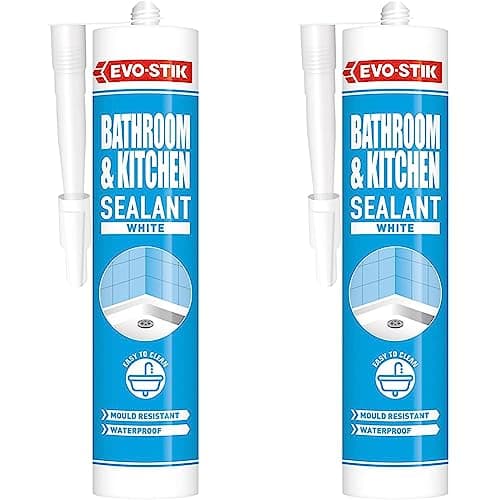 Image of EVO-STIK Window & Door Frame Sealant, Waterproof, Flexible, Overpaintable, Lasts up to 15 Years, Colour: White, Size: 290ml (Pack of 2)