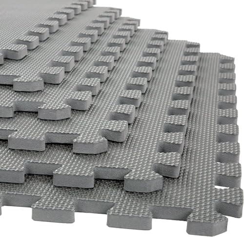 Image of Soft Foam Interlocking Floor Mats – 4 EVA Puzzle Tiles for Gym, Kids Play Area, Home, Office, Garage, Yoga, Fitness, and Workout Studio - 60 x 60 cm each