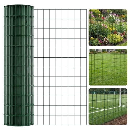 Image of Chicken Wire Fence ,1.02m x 10m PVC Coated Fencing Roll, Heavy Duty Garden Wire Mesh Galvanized Steel (10cm x 5cm Mesh, 2mm Wire), Easy Installation for Garden Fencing,Poultry Coops, Plant Support