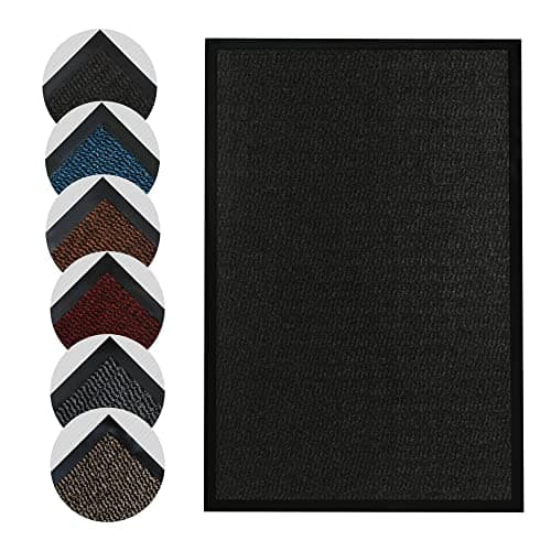 Image of Homatz Indoor Door Mat - Heavy Duty Rubber, Floor and Kitchen Mats - Non Slip, Washable and Dirt Trapper Doormats Super Absorbent Multicolor Barrier Matts (Black, 40x60cm)