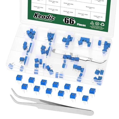 Image of Keadic 65Pcs 3362 Carbon Film Trimmer Potentiometer(1K-500K,100R-500R,1M) Ohm Top Adjustment Horizontal Variable Resistors Blue(13 Size)