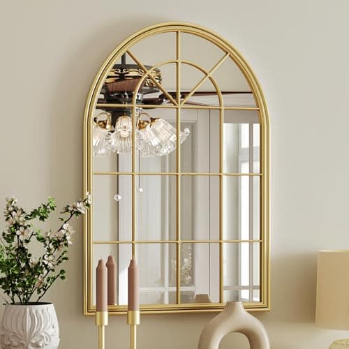 Image of Uniclinens Gold Arch Mirror 23.6"X35.4", Large Wall Mirror with Full Metal Frame, Ideal for Entryway, Fireplace, Living Room, Hallway, Bathroom