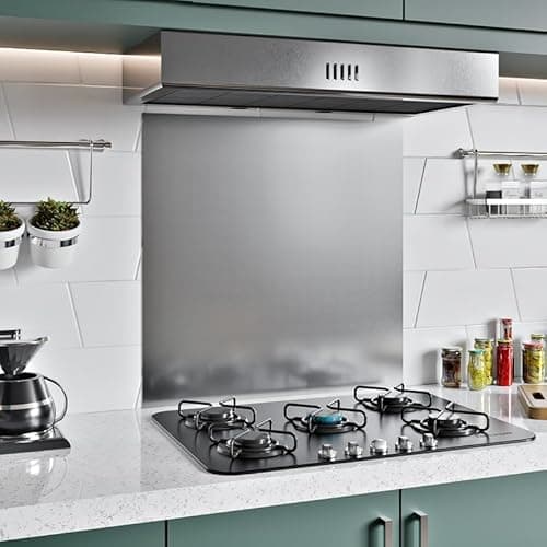 Image of BELOFAY 60x90CM Stainless Steel Splashback for Kitchen, Hob Splashback For Cookers with Adhesice/Glue included
