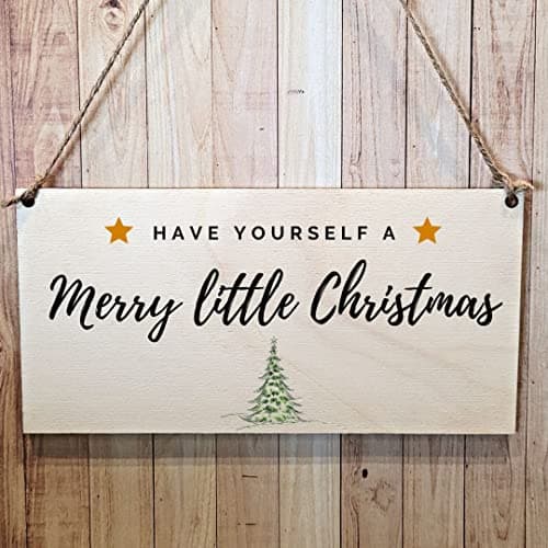Image of Second Ave Have Yourself A Merry Christmas Wooden Hanging Gift Rectangle Xmas Decoration Sign Plaque