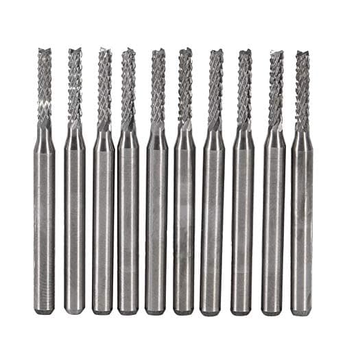 Image of Carbide Square End Mill, Akozon 10pcs 2mm Cemented Carbide End Mill Cutting Tool Bits Engraving Bits Carving Drill SMT/CNC/PCB Cutter