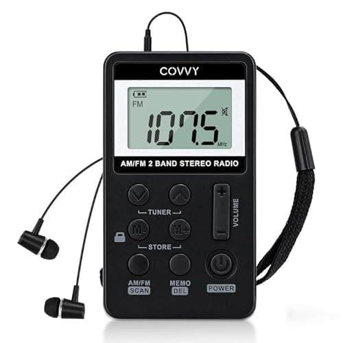 Image of AM FM Pocket Radio HanRongDa Portable Digital Tuning AM/FM Mini Stereo Radio Player with Rechargeable Battery and Earphone for Outdoor Walk (Black)