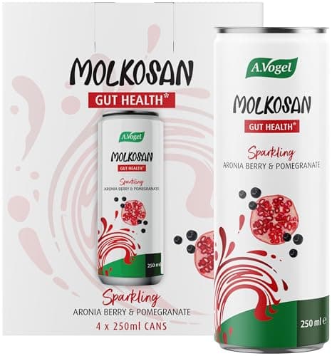Image of A.Vogel Molkosan Gut Health Sparkling Drink | Aronia Berry & Pomegranate | Rich in L+ Lactic Acid for Digestive Health | 4 x 250ml