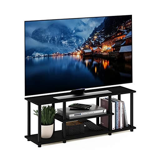 Image of Furinno TURN-N-TUBE TV Stand, 3-Tier Entertainment Center with Open Shelves, TV Console for TV up to 50 Inch, for Living Room, Bedroom, Walnut