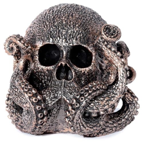 Image of Puckator Bronze Skull Octopus - Home Decoration - Bronze Skull With Octopus - Ornaments - Resin - Home Accessories - Living Room Accessories - Human Skeleton - Goth Gifts For Men