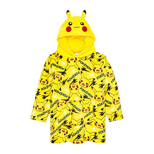 Image of Pokemon Hoodie For Kids, Oversized Soft Warm Fleece Hoodie Blanket One Size Fits All 6-12 Years Old Yellow