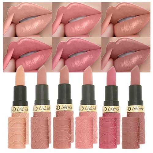 Image of Matte Lipstick Set 6 Pcs Lipstick Pack with Nude, Rose, Coffee & Brown Shades Waterproof, Long-Wearing Lip Stick Formula with Rich Colors & Pigments Soft Velvety Lip Makeup Set (#A, medium)