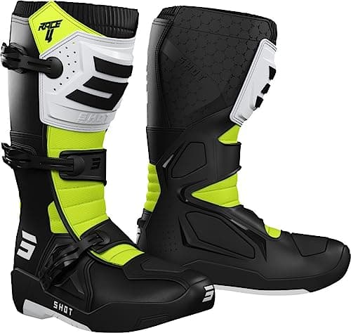 Image of SHOT Boots Race 4, Men's Boots, Black White Neon Yellow, 10 UK