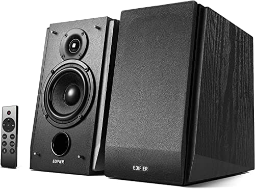Image of Edifier R1855DB Active Bookshelf Speakers 2.0, Bluetooth v5.1 & Optical/Coaxial/Line In, Sub Out, 70W RMS, 60Hz–20kHz, 4" Nomex Mid-Bass & 19 mm Silk Tweeters, Inclined Design, with Remote, Black