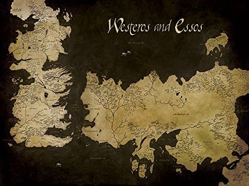 Image of Pyramid International "Game of Thrones Westeros And Essos Antique Map Canvas Print, Cotton, Multi-Colour, 1.80 x 30.00 x 40.00 cm