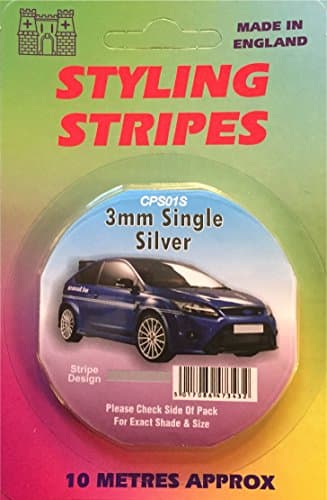 Image of Castle 3mm Silver Pin/Styling Stripe for Car, Home or Office approx 10 metre self adhesive roll