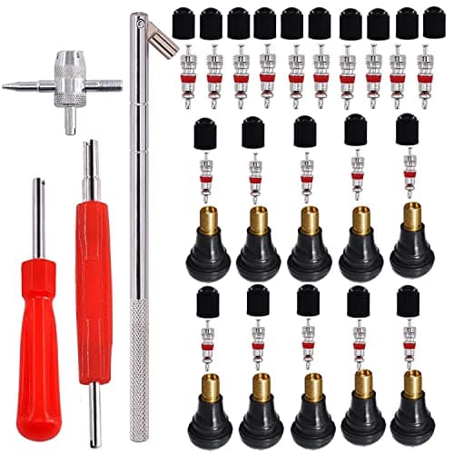 Image of RUNCCI-YUN Tire Valve Stem Puller Tools Set,44 PCS Tyre Valve Repair Tool Kit with Dual Single Head Valve Core Remover, TR412 Snap-in Valve Stems and Cores ,for Car Truck Motorcycle Bicycle