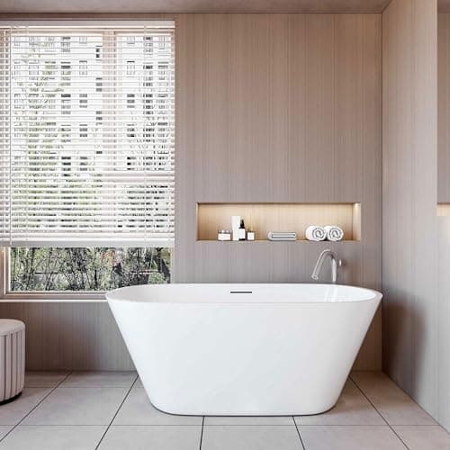 Image of Simple Bathrooms Double Ended Shower Bathtub White Acrylic Freestanding Modern Style - 1500x700mm