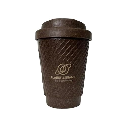Image of Planet & Beans™ Reusable Coffee Mug Made from Recycled Coffee Grounds - 280 ml Thermal Mug, BPA Free & Hand Made in Germany - Developed as part of a Sustainable Student Project - "Sip Sustainably"