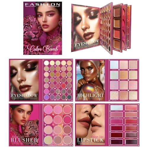 Image of Miss Demi All In One Makeup Palette Set, Eyeshadows+Highlights+Blushes+Contours+Lipstick for Complete Beauty Looks, Neutral Cream & Powder, Crease-Proof Wear, Cosmetics Gift Kits. (03)