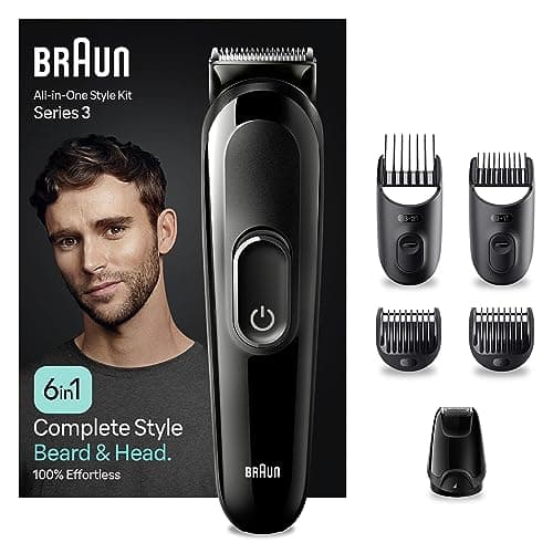 Image of Braun MGK3421 Series 3 6-in-1 Daily Care Set for Men for Trimming Beard Hair Cutting, Washable Heads and Combs Rechargeable