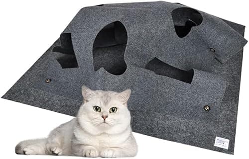 Image of Fanxinzttc Activity Play Mat for Cat, Collapsible Fun Interactive Training Toys Mat with Hole for Cats for Kittens, Rabbits, Small Pets Perfect Combo for Fun & Rest