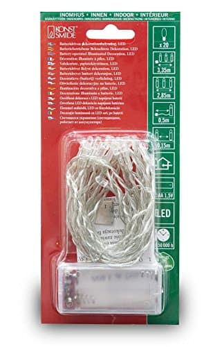 Image of Konstsmide Battery Fairy Lights Indoor LEDs String Set Transparent Wire/Requires 2AA (excl.) / Christmas Lights Battery Powered with 20 Bright LEDs/Multi Coloured String Lights 20 LEDs 1408-503