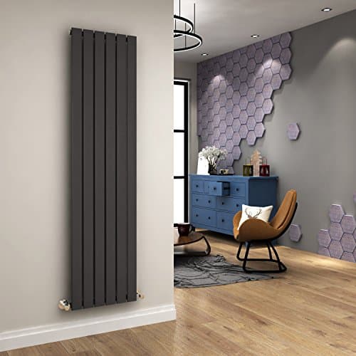 Image of ELEGANT 1800 x 452 mm Anthracite Vertical Column Radiator Flat Radiator Panel Bathroom Designer Single
