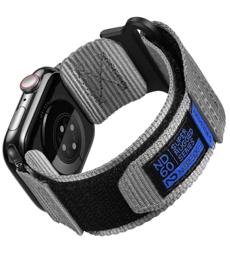Image of Nereides Compatible with Apple Watch Straps Series 11 10 9 8 7 6 5 4 SE 3/2/1 Ultra 3/2/1, Nylon Sport Replacement Band for iWatch Strap 46mm 45mm 44mm 49mm (L, Grey)