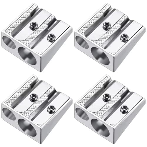 Image of ROMAXO 3pcs Aluminium Pencil Sharpener Double-Hole Sharpener for Artist Sketching Pencils Eyebrow Pencil Stationery Strong Metal Sharpeners School Supplies