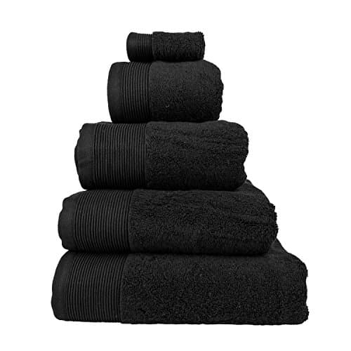 Image of HOMESCAPES Black Set of 2 Face Cloths 700 GSM Combed 100% Egyptian Cotton Towel 30 x 30 cm