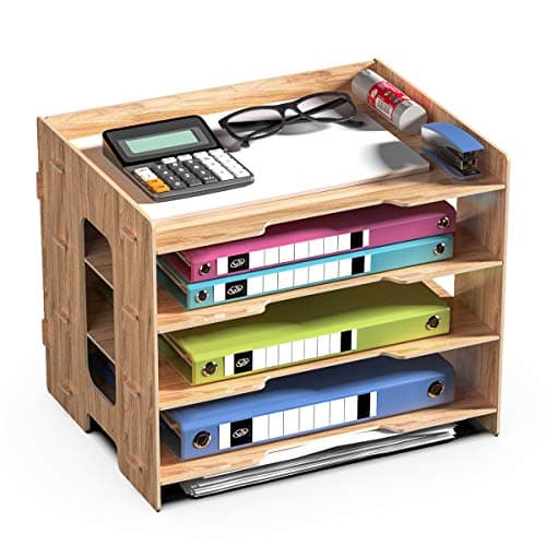 Image of JOPOO Office File Tray, A4 Desk Tidy Organiser, 4 Tier Document/Paper/Letter Tray
