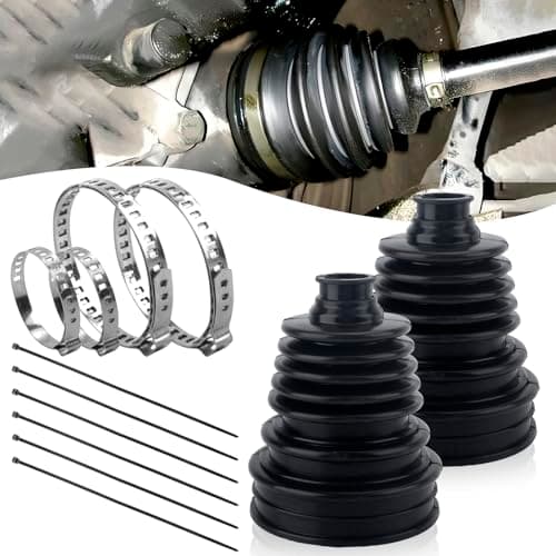 Image of CV Boot Repair Kit,2Pcs CV Axle Boots with 4 Stainless Steel Clamps,Universal CV Joint Boot Cover for Most Cars,Drive ShaftSplit CV Boot Kit