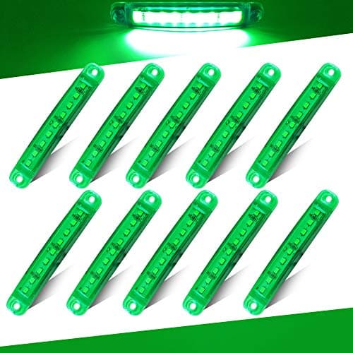Image of Teguangmei 10Pcs Green Side Marker Lights 12-24V 9LED Indicator Front Rear LED Lights 3.9'' Position Lamps for Trailer Truck Lorry Van Caravan Side Light