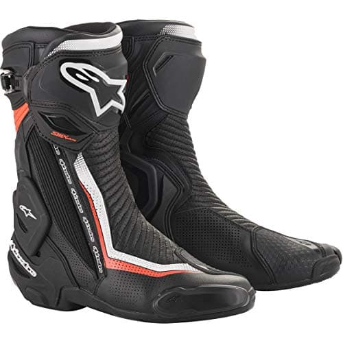 Image of Alpinestars SMX Plus V2 Vented Motorcycle Boots, CE-Certified High-Speed Flexible Protection, Riding Footwear, 45, Black/White/Red