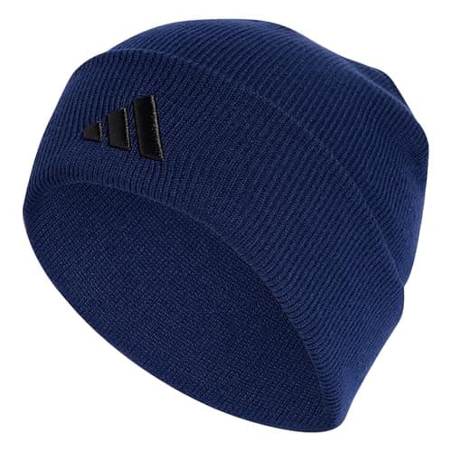 Image of adidas Unisex New Logo Beanie Cuff Hat, Dark Blue/Black, L-XL
