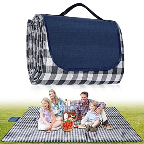 Image of Habaylin Picnic Blanket Waterproof, Extra Large Picnic Mat 200 X 200 cm, Camping Beach Blanket Washable Foldable, Camping Accessories for Outdoor Activities (Dark Blue)