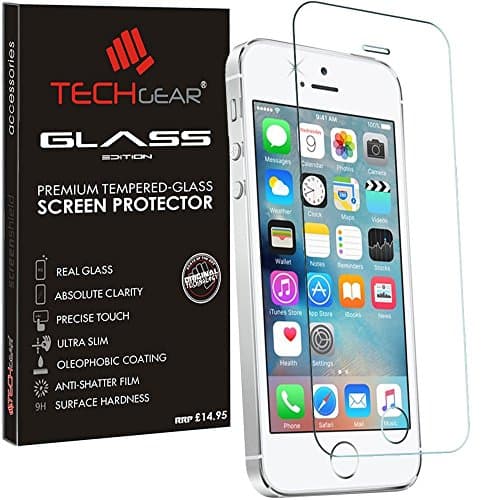 Image of TECHGEAR GLASS Edition for iPhone SE 2016 / 5s / 5c / 5 - Genuine Tempered Glass Screen Protector Guard Cover Compatible with Apple iPhone SE 2016 / 5s / 5c / 5