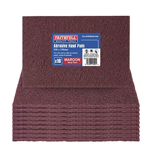 Image of Faithfull AHPMAROON Very Fine Hand Pad 230 x 150mm - Maroon (Pack of 10), FAIAHPMAROON