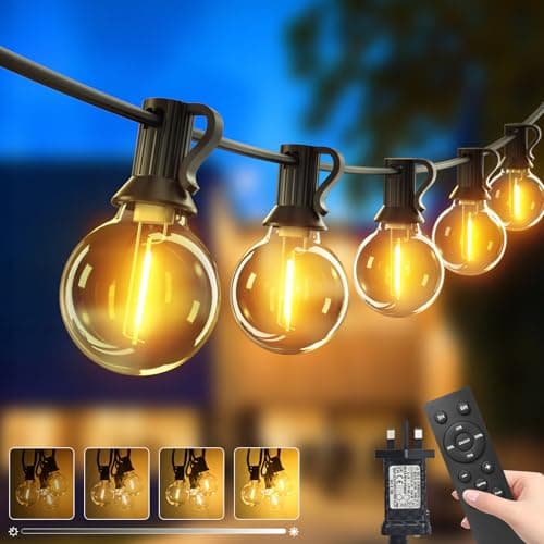 Image of btfarm 10M/33FT Outdoor Festoon Lights Mains Powered with Remote, 14+1 LED Garden String Light Timer Dimmable with Shatterproof G40 Bulb, Waterproof Outside Lighting for Gazebo Pergola Patio Wedding