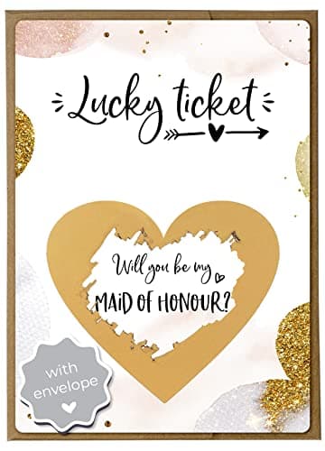 Image of Joli Coon Will you be my maid of honour scratch card with envelope - Maid of honour proposal card