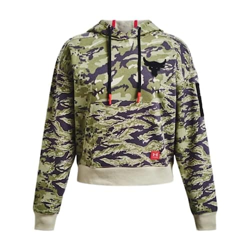 Image of Under Armour Women's Project Rock Veterans Day Fleece Hoodie (as1, alpha, l, regular, regular), Green Camo Multi #346, Large