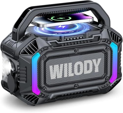 Image of Wilody Portable Bluetooth Speaker,100W Bluetooth Speaker Loud,Outdoor Bluetooth Speaker Waterproof,with 20H Playtime,Light,Portable Speaker with TWS for Work,Outdoor,Garage,Camping(Black)