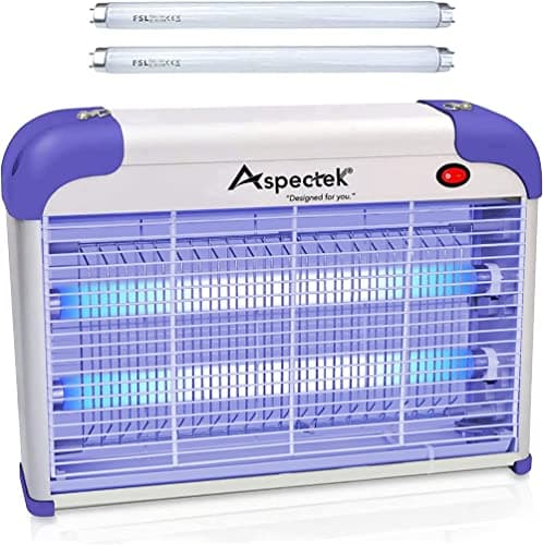Image of ASPECTEK 20W Indoor Bug Zapper, Insect Killer, Powerful UV Lamp Attracts Flying Insects Like Mosquito, Fungus Gnat, Moth, 2800V Includes 2 Replacement Bulbs