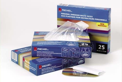 Image of Rexel Plastic Waste Bags for Wide Entry Shredders, 200L Capacity, Pack of 50, 40014