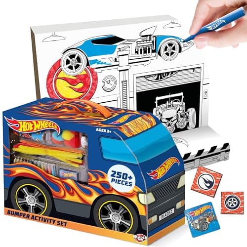 Image of BLADEZ Hot Wheels Bumper Activity Set – Kids Craft Set with 250+ Pieces Including Stickers, Pens, Stamps & Pom Poms – Licensed Stationery Kit for Creative Arts & Crafts - Creative Maker Kitz Toyz