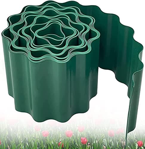 Image of KAHEIGN Plastic Garden Edging, 9m x 15cm Flexible Lawn Edging Fence for Garden Borders, Flower Beds And DIY Outdoors Landscaping